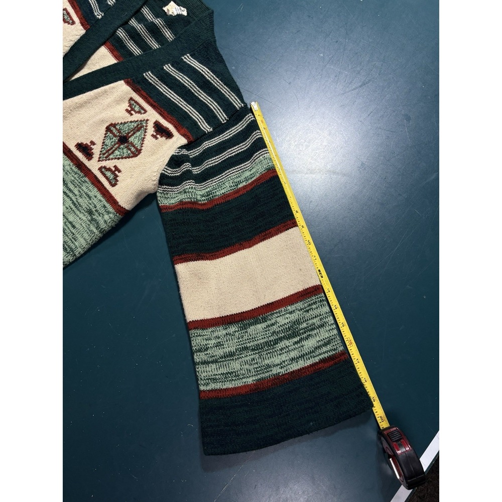 Vintage Southwest Aztec Cardigan Sweater Women's XL 70s Tribal Boho Open Front - Picture 15 of 15